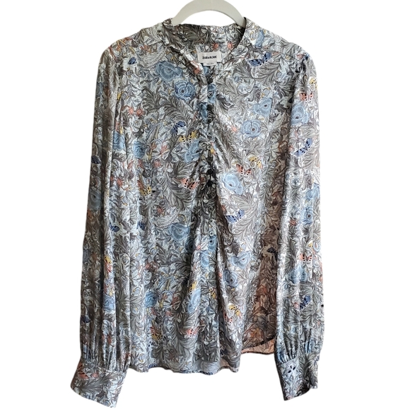 Zadig & Voltaire Diamante Blouse British Flowers size L - Picture 3 of 13